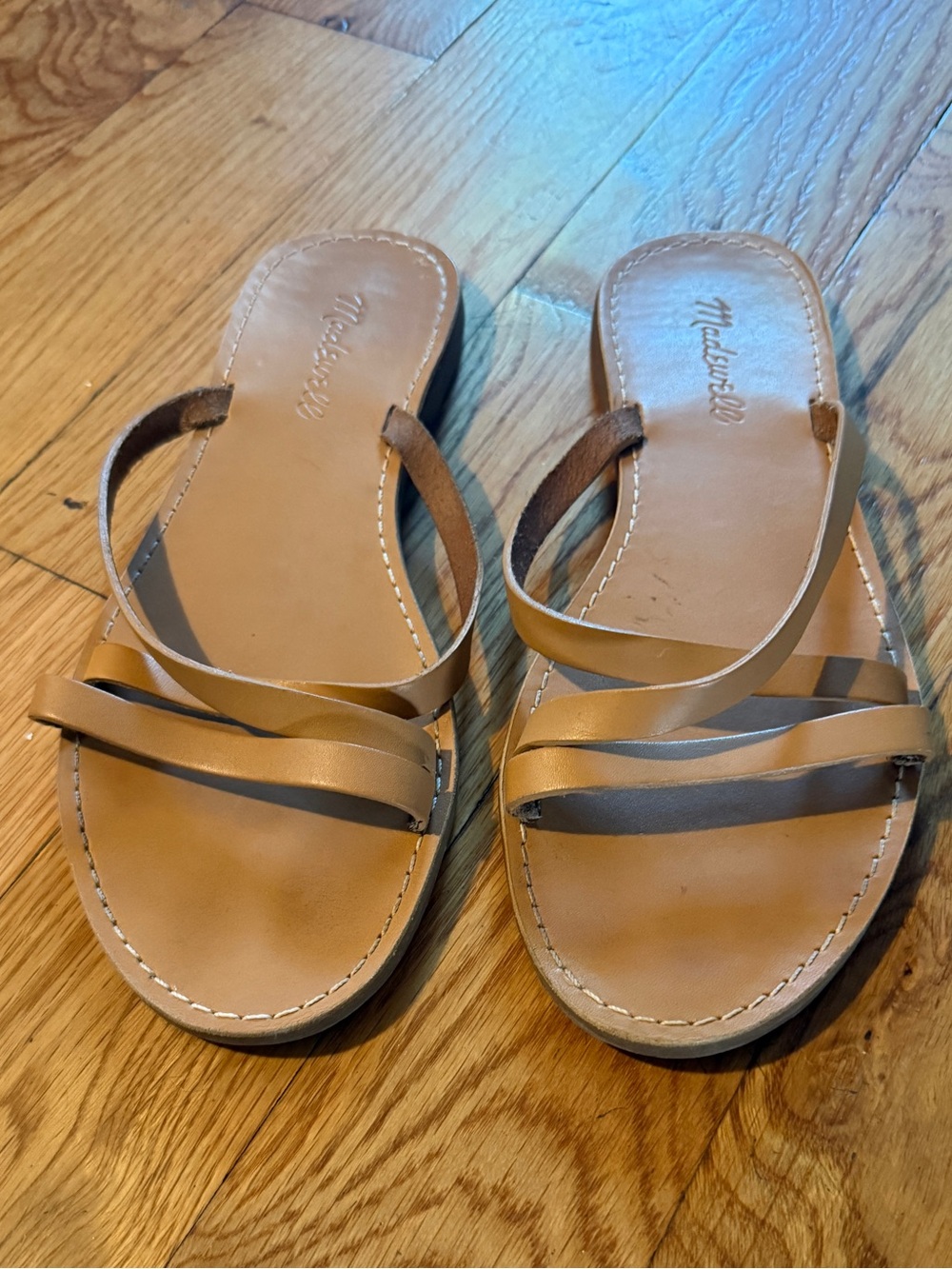 Madewell Leather Strappy Slides Flats Sandals 8.5